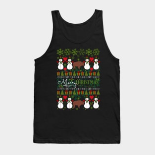 Bison Ugly Christmas Sweater Santa Bison Christmas Gift Tank Top